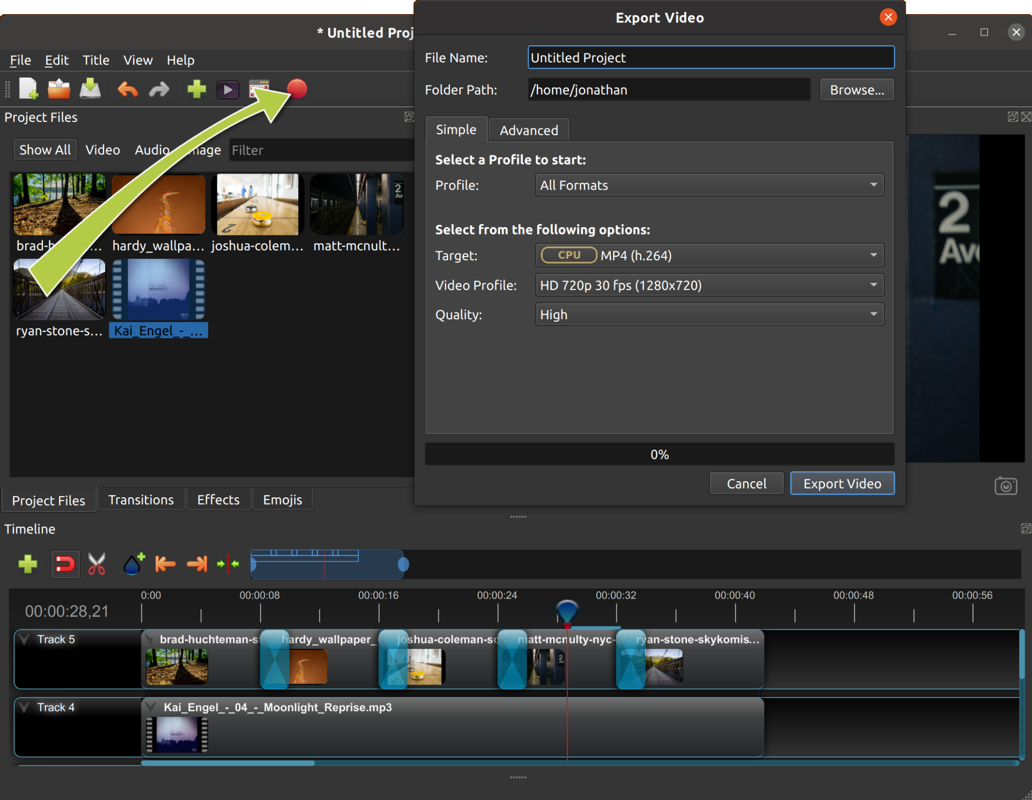 openshot video editor export video sound different