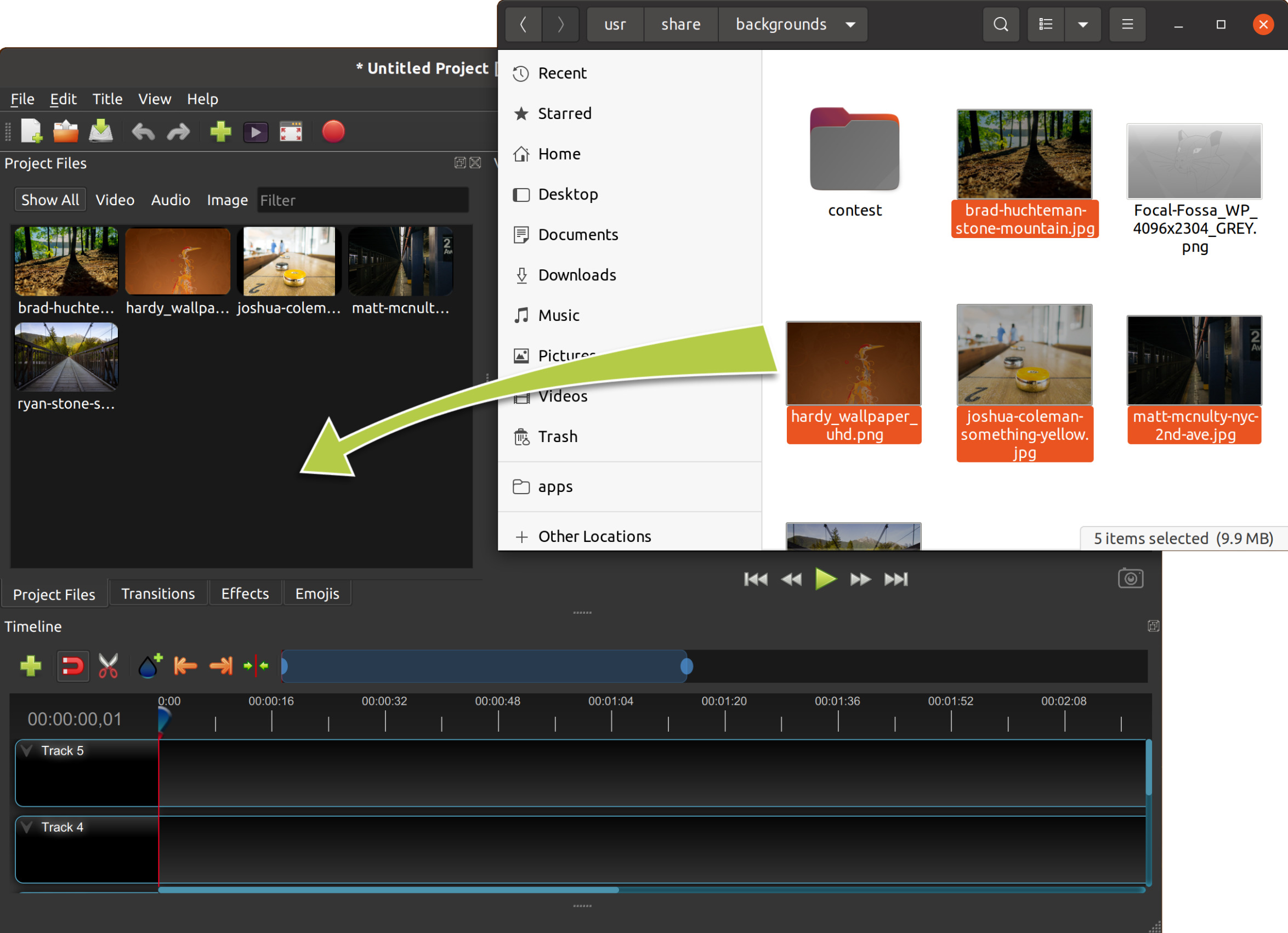 openshot video editor clip audio track